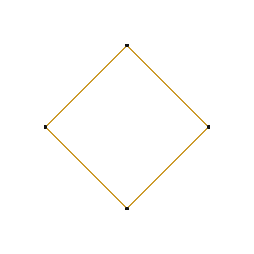 Animated rhombus with outline joining together then disappearing.